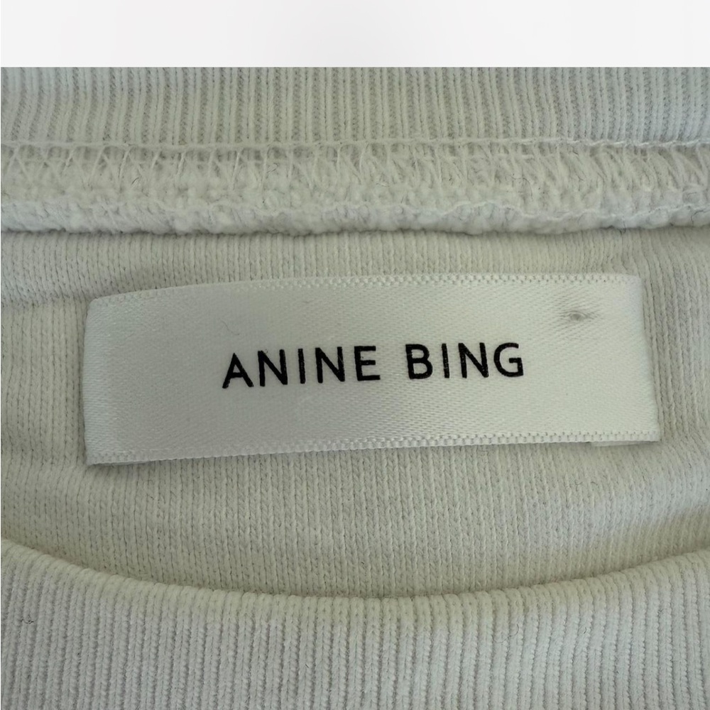 Anine Bing White Graphic Crewneck Sweatshirt with Black Print - Picture 7 of 9